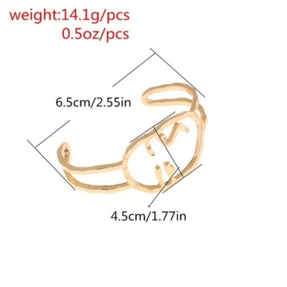 Abstract Minimalist Face Art Bracelet Cuff - Picture 8 of 8